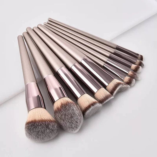 Hot Champagne Makeup Brushes Set for Women Cosmetic Foundation Powder Blush - neasysspecialtease