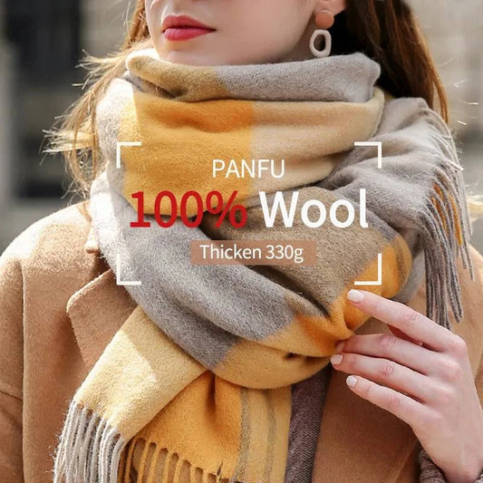 Winter Wool Scarf for Women - Cashmere Shawls & Wraps, Plaid and Warm Neck Warmer - neasysspecialtease