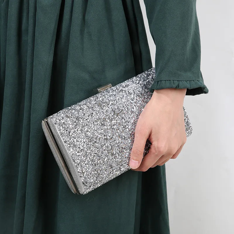 Diamond Sequin Evening Clutch Bag - Elegant Wedding & Party Purse