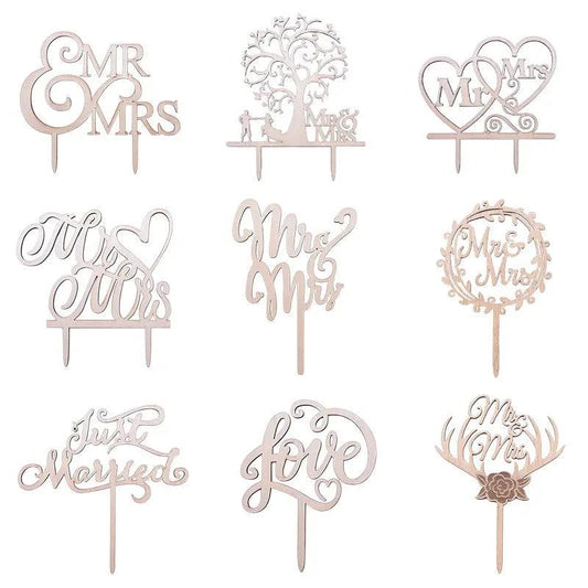 Wooden Mr & Mrs Wedding Cake Topper - Just Married Decoration - neasysspecialtease