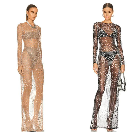 Rhinestone Sheer Dress - neasysspecialtease