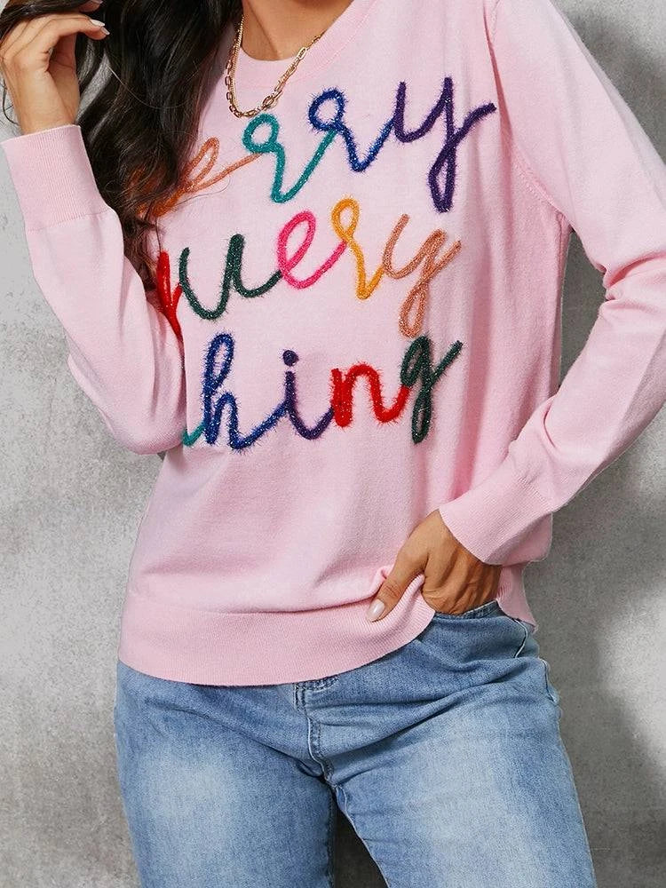 "Merry Every Thing" Knit Pullover Holiday Sparkle Top - neasysspecialtease