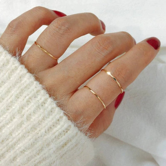 Minimalist 14K Gold Pinky Ring - Japanese and Korean Ultra-Fine Carved Design, Ideal Women's Gift - neasysspecialtease