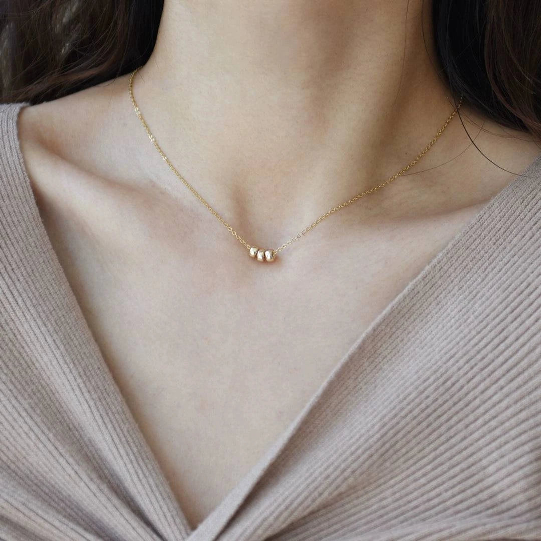 Seductive Instagram Golden Ball Trio Clavicle Chain - neasysspecialtease