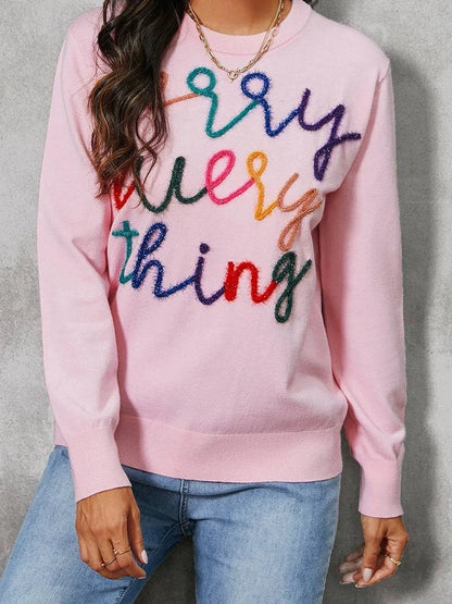 "Merry Every Thing" Knit Pullover Holiday Sparkle Top - neasysspecialtease