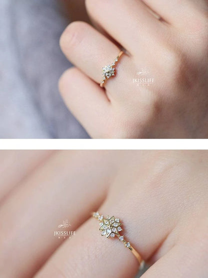 9K Pure Gold Snowflake Ring - Delicate and Exciting Women's Jewelry - neasysspecialtease