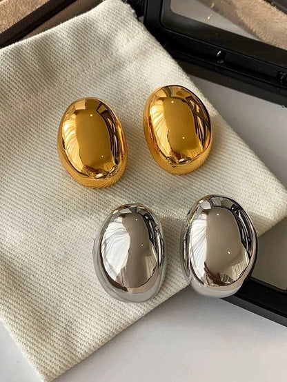 3art Simple Glossy Stylish Fashion 18K Gold Earrings - neasysspecialtease