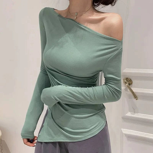 Off-Shoulder Long Sleeve T-Shirt - neasysspecialtease