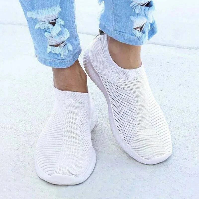 Fashion Sneakers - Women's Casual Flat Platform Sock Chunky Slip-On Shoes - neasysspecialtease