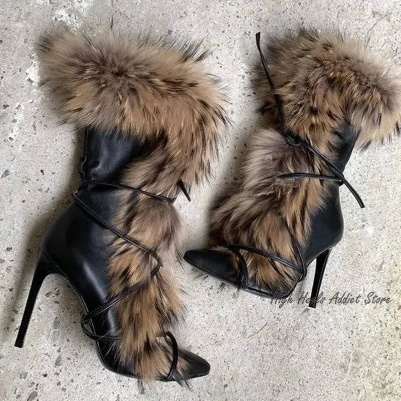 Vegan Leather Faux Fur Boots - neasysspecialtease