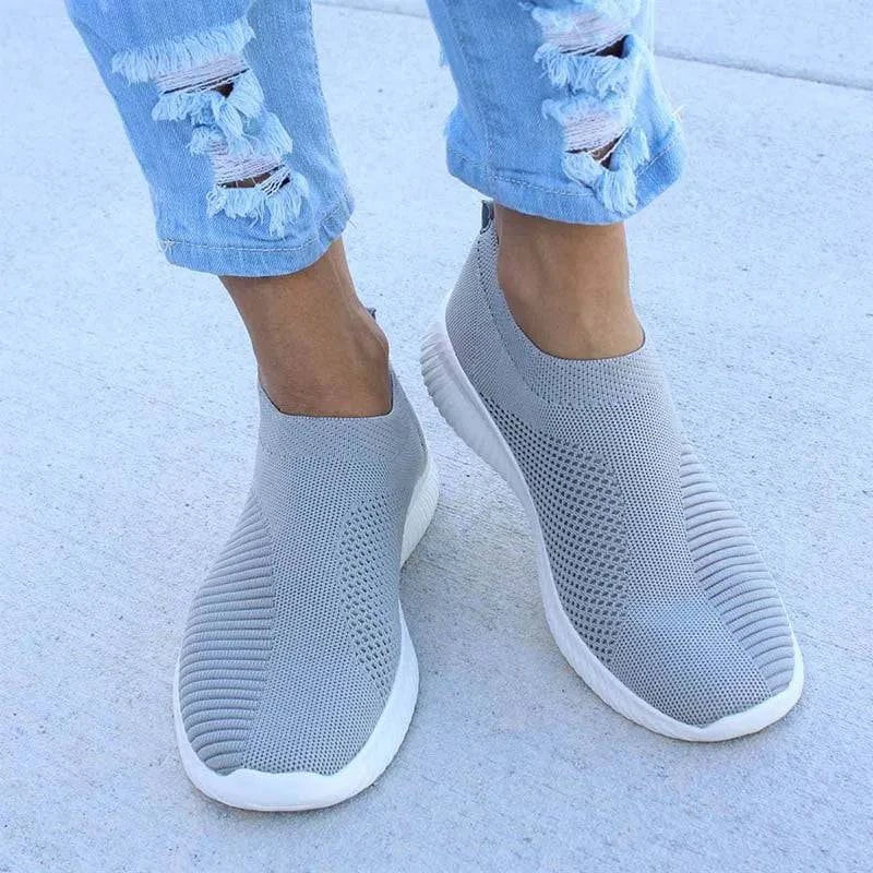 Fashion Sneakers - Women's Casual Flat Platform Sock Chunky Slip-On Shoes - neasysspecialtease