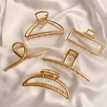 Gold Hollow Geometric Hair Clips - neasysspecialtease