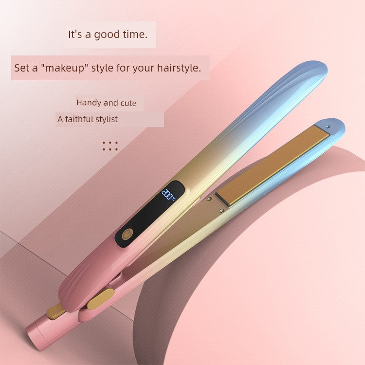 Dual-Use Portable Marcel Flat Iron – 2-in-1 Roll & Straighten Tool