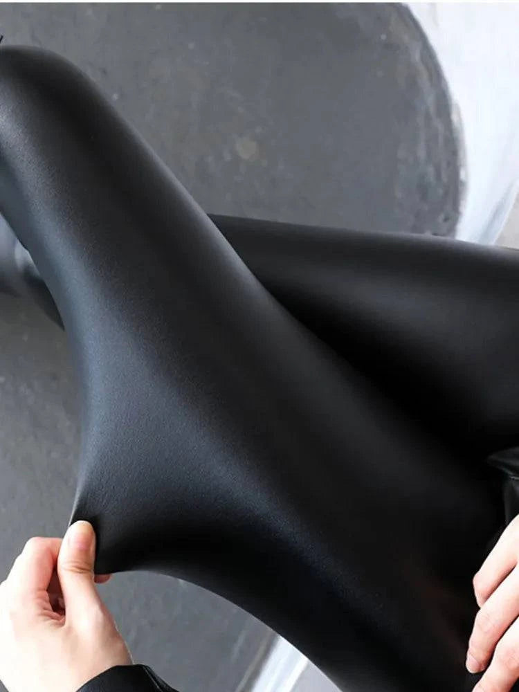 Winter High Waist Faux Leather Leggings for Women - Stay Warm and Stylish - neasysspecialtease