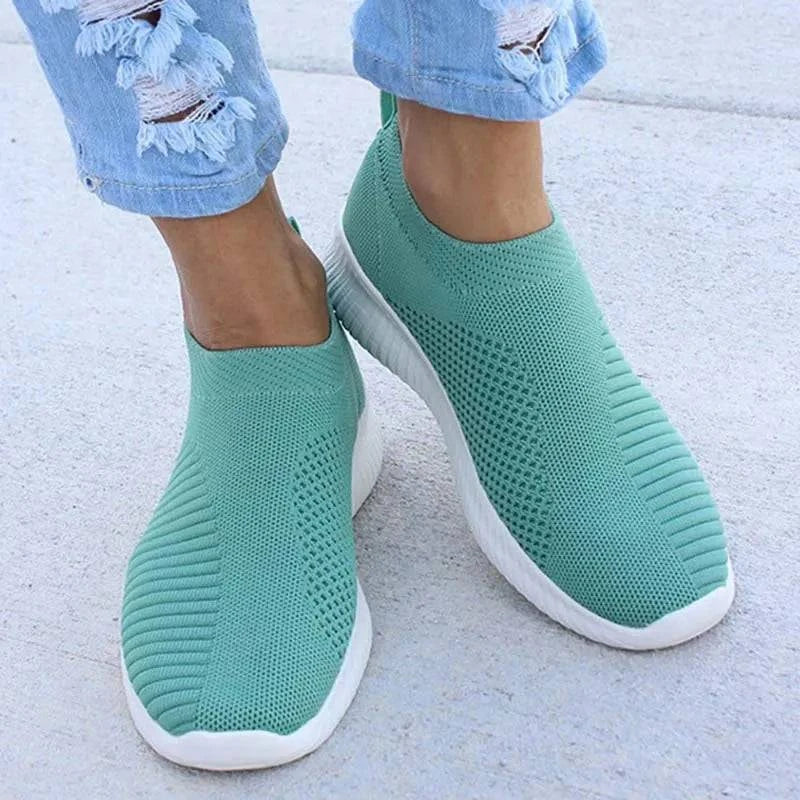 Fashion Sneakers - Women's Casual Flat Platform Sock Chunky Slip-On Shoes - neasysspecialtease