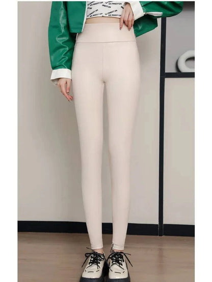 Winter High Waist Faux Leather Leggings for Women - Stay Warm and Stylish - neasysspecialtease