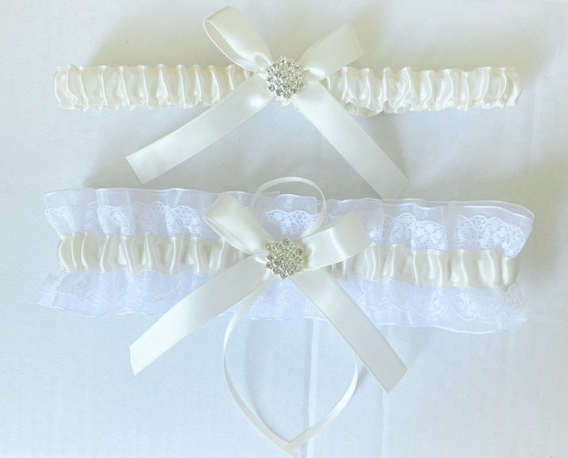 Rhinestone Snow Wedding Garter Belts - neasysspecialtease