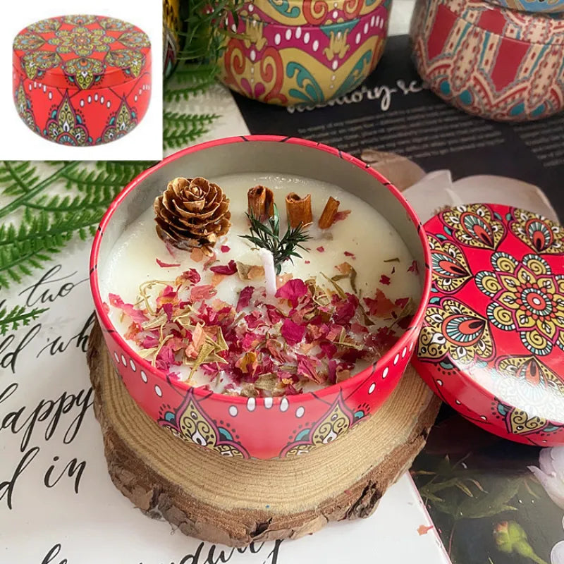 Decorative Soy Wax Scented Candle with Dried Flowers - Ideal for Home and Wedding Decoration