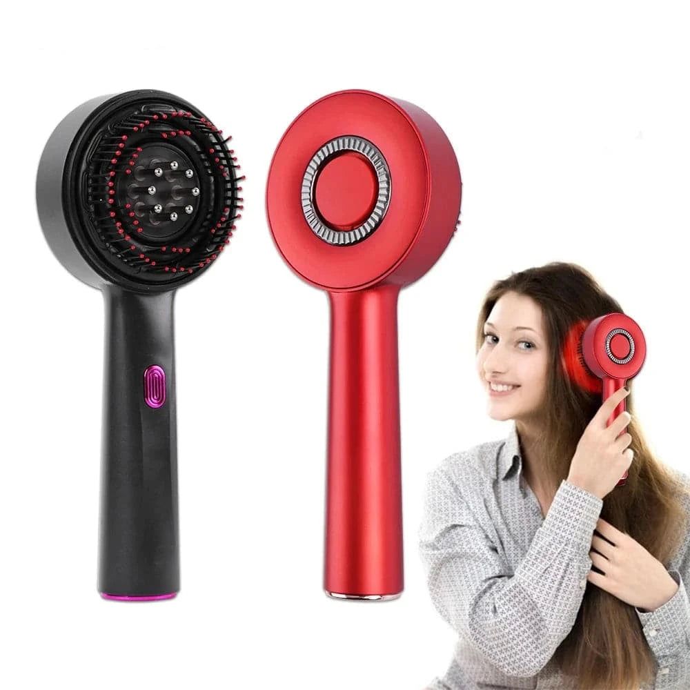 scalp massage brush red and gray Woman brushing photo