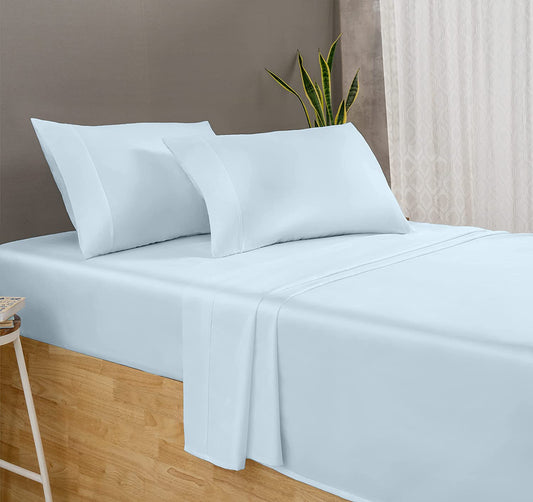 Light Blue Luxury 800 Thread Count Queen 100% Cotton Sheets