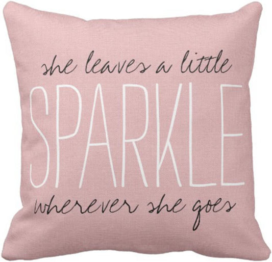 She Leaves a Little Sparkle Whimsical Throw Pillow Cover 